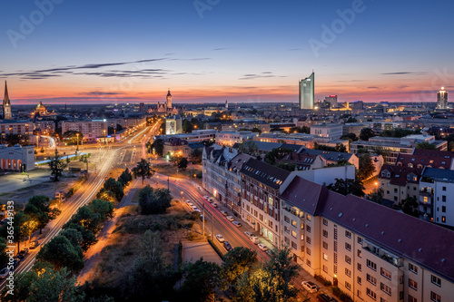 Panorama Leipzig bei Nacht