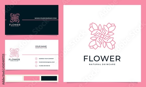 minimalist elegant modern flower logo design inspiration, for salons, spas, skincare, boutiques, with business cards