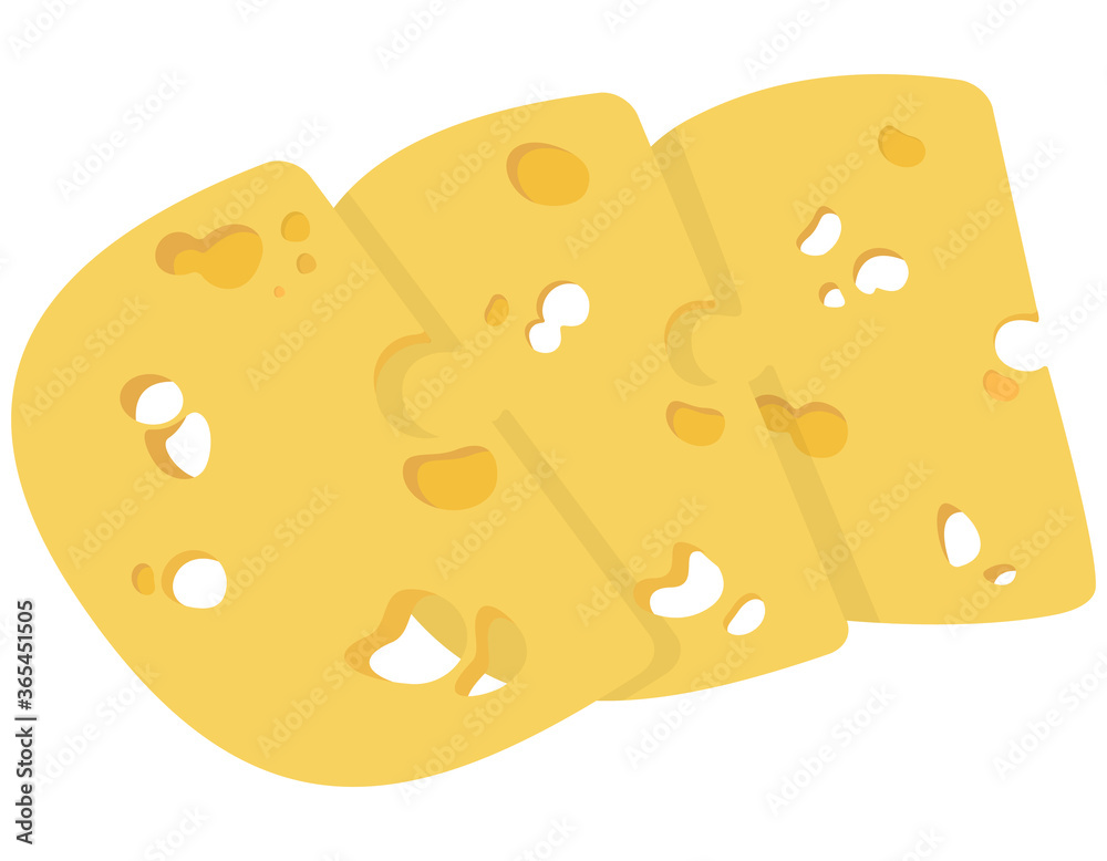 Pieces of cheese lying on top of each other. Milk product in cartoon style. Pieces of cheese lying on top of each other. Milk product in cartoon style.