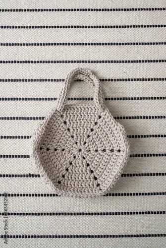 Gray knitted bag. Handmade crochet purse.