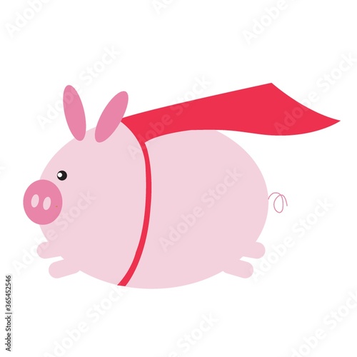 pig cartoon with cape