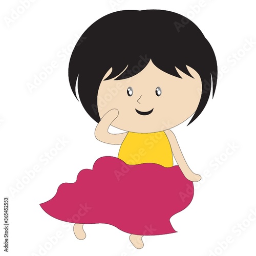 smiling girl with hand on face