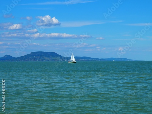 Sailboat in the lake Balaton, Hungary in summer