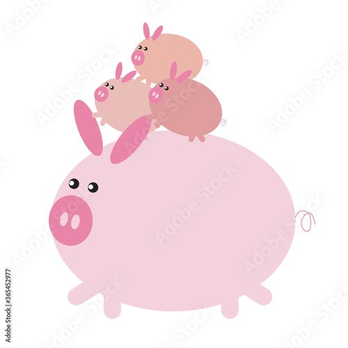 piglets on pig cartoon