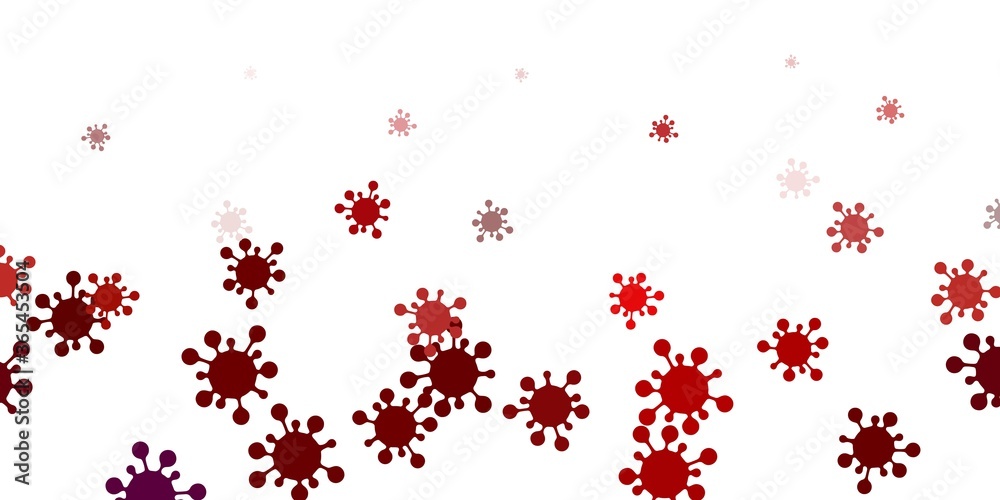 Obraz premium Light red vector backdrop with virus symbols.