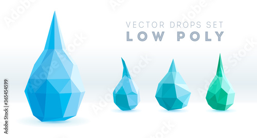 Vector Illustration. Abstract polygonal drops. Low poly Drops symbol
