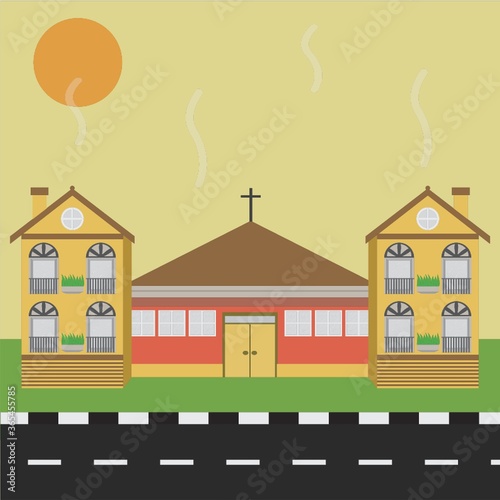 church beside road