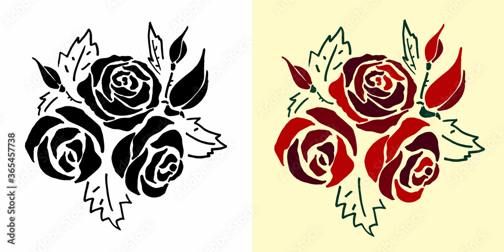 rose vector pattern silhouette background