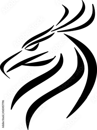 Eagle logo. Line eagle pattern on a white background. Digital doodle outline art. Print for fabrics, clothes, stationery, banners, cards, wrapping paper, decoration, coloring pages.