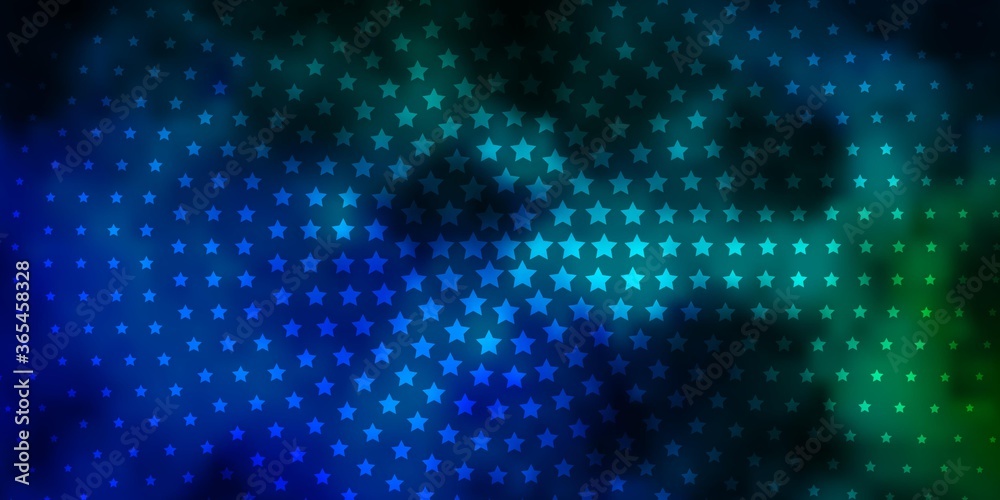 Dark Blue, Green vector layout with bright stars. Shining colorful illustration with small and big stars. Design for your business promotion.