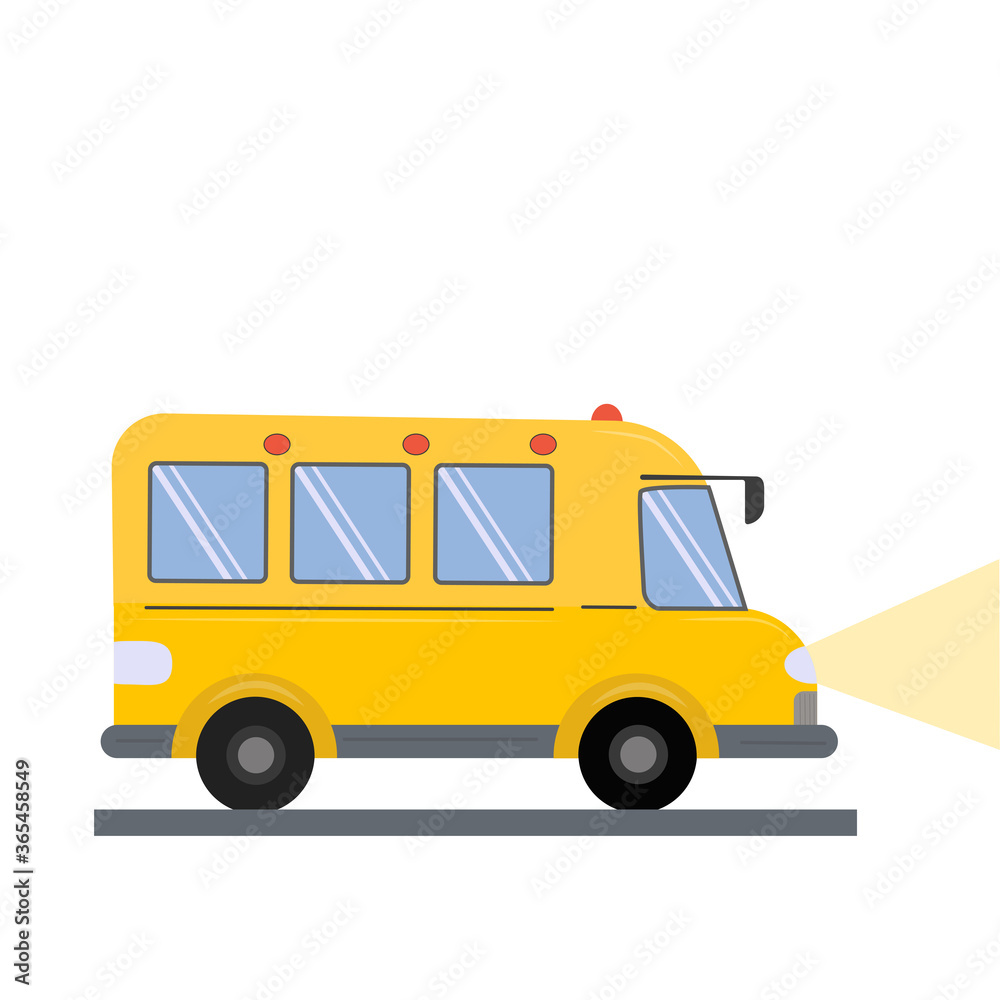 School bus. Vector illustration isolated on a white background. Flat drawing style. Back to school.