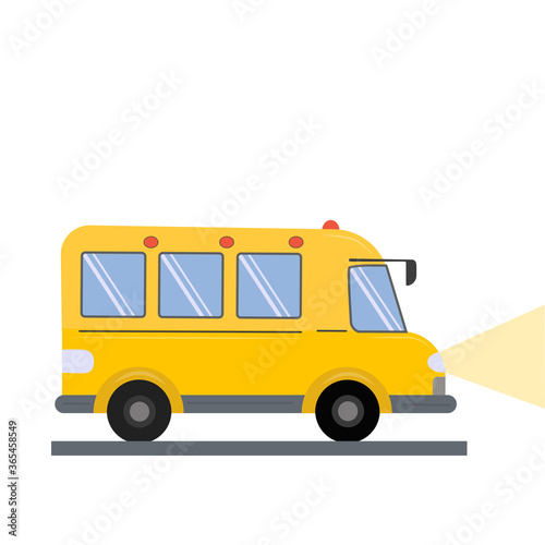School bus. Vector illustration isolated on a white background. Flat drawing style. Back to school.