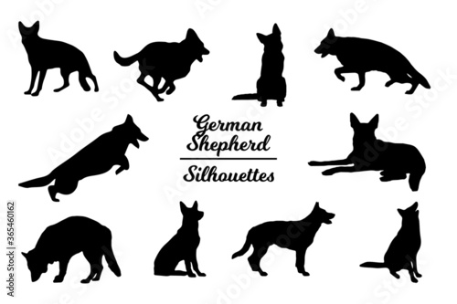 German shepherd dog silhouettes