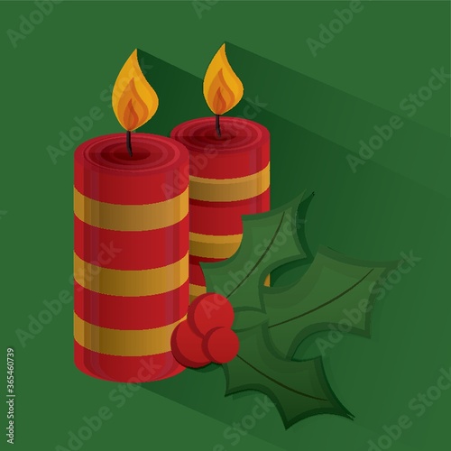candles with holly berry