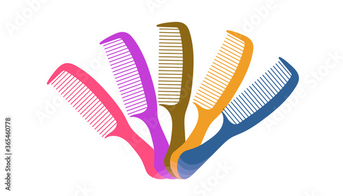 Set of combs on white background.  Vector illustration