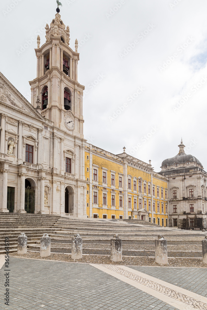 Palace of Mafra, Portugal. History landmark in cloud day