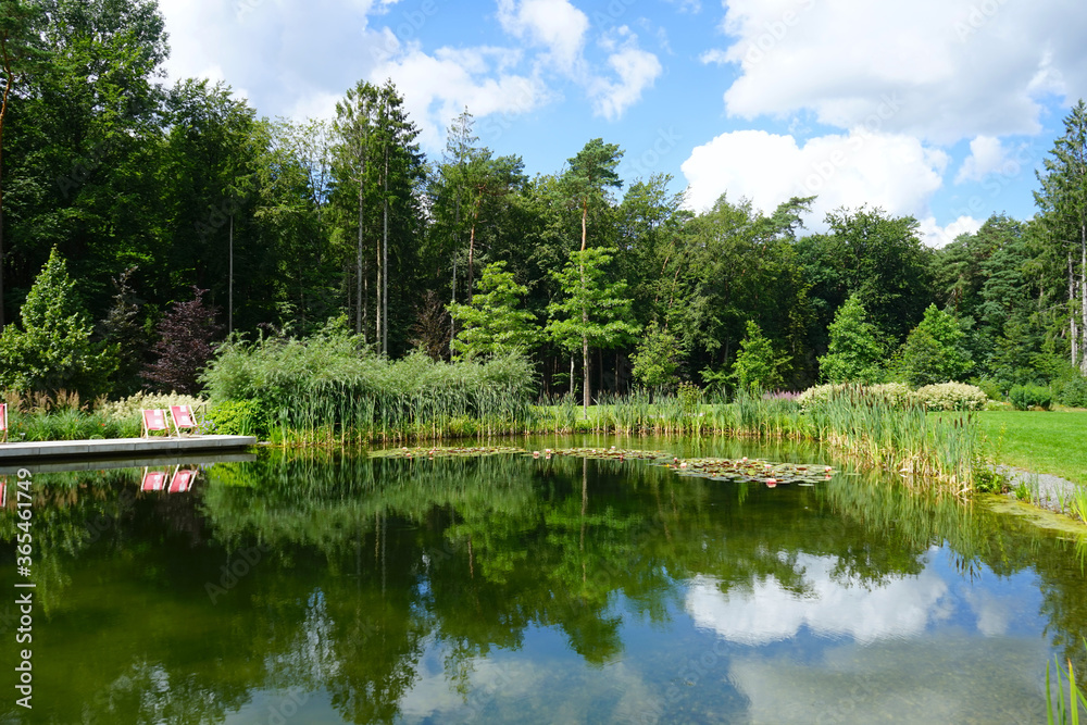 Obraz premium Mersmann - Teiche im ehemaligen Park der Landesgartenschau Bad Lippspringe, Kreis Paderborn, Ostwestfalen-Lippe