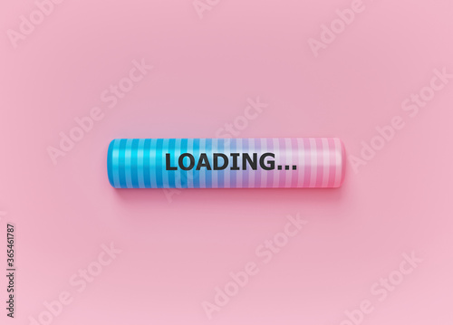 simple progress loading bar in pastel pink background. 3d rendering photo