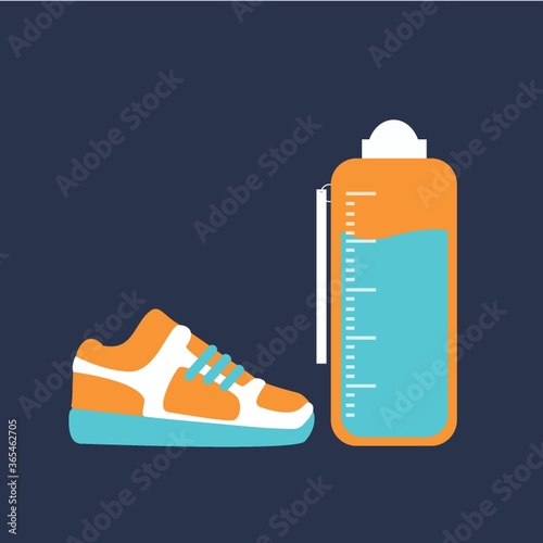 sports bottle and running shoes