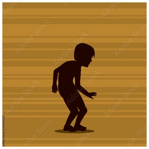 silhouette of boy bending