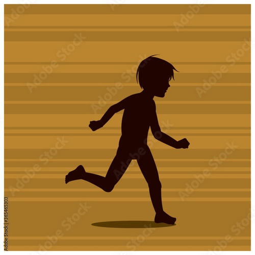 silhouette of boy running