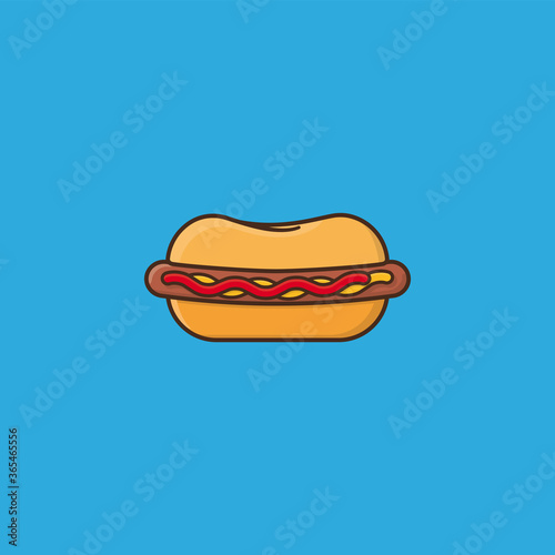 Fototapeta Naklejka Na Ścianę i Meble -  Hot Dog vector illustration for Hot Dog Day on July 22. Fast Food symbol.
