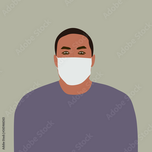 Male person wearing protective face mask