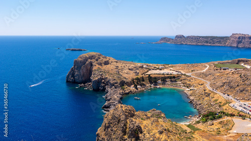 Beautiful Lindos Bay on Rhodes island, Greece