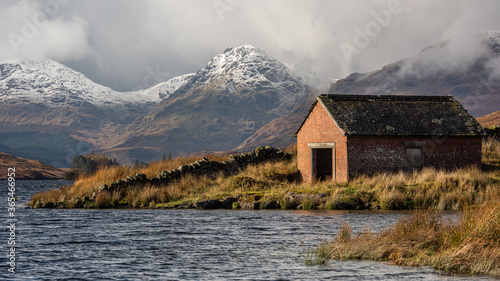 Old Boat House at Loch Arklet in the Trossachs National Park, Scotland