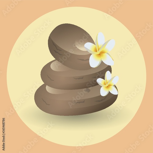 zen stones and flowers