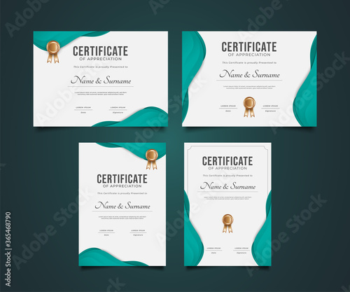 Set of Modern Certificate Template with Paper Cut Style