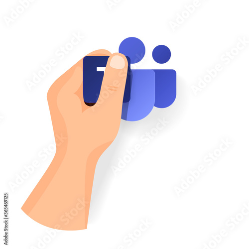 Hand keep new Teams icon from popular program office microsoft. Vector separate icons photo