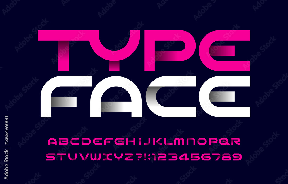 Abstract typeface font. Modern wide letters and numbers. Stock vector ...