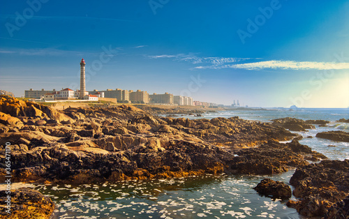 Boa Nova Lighthouse, Farol de Leça, Boa Nova Beach, Praia da Senhora da Boa Nova Porto Portugal