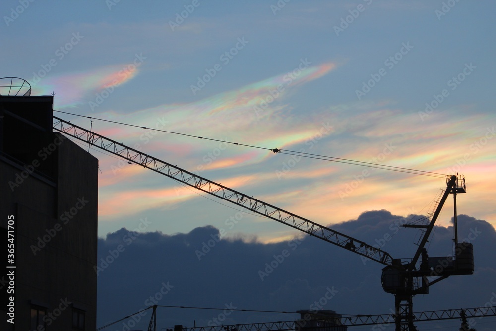 Rainbow Cloud Over Construction Site