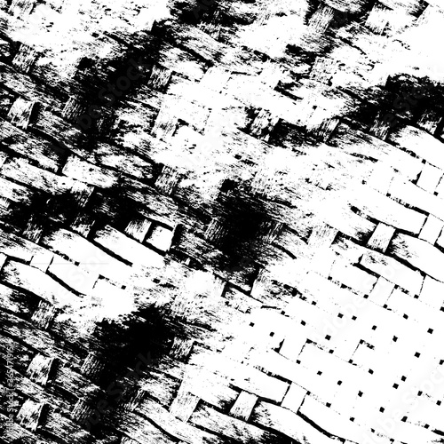 Black and white grunge texture. Vector abstract monochrome background. Old worn surface covered with dirt, scratches, cracks