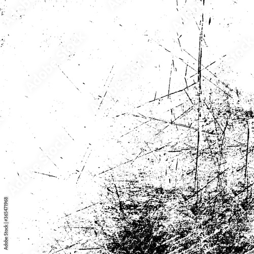 Black and white grunge texture. Vector abstract monochrome background. Old worn surface covered with dirt, scratches, cracks