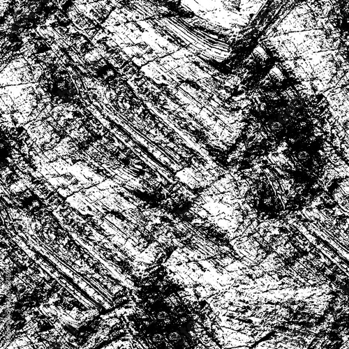 Black and white grunge texture. Vector abstract monochrome background. Old worn surface covered with dirt, scratches, cracks