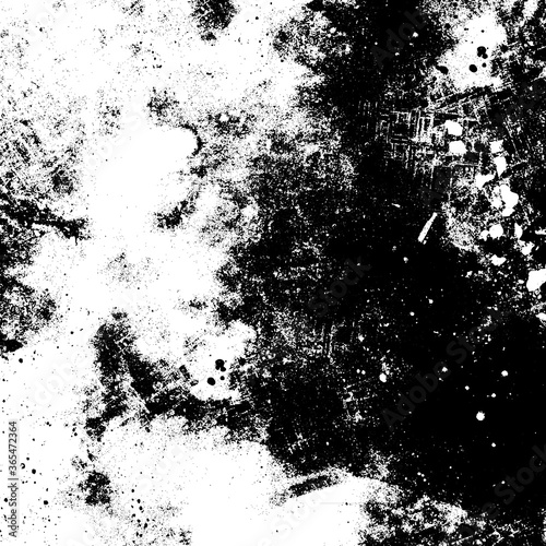 Black and white grunge texture. Vector abstract monochrome background. Old worn surface covered with dirt, scratches, cracks
