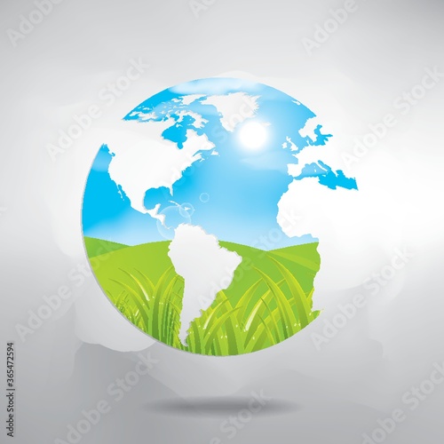 double exposure of globe and nature