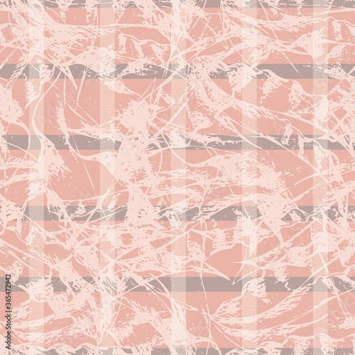 Monochrome pink vector marbled fluid paint texture seamless pattern background Streaked and variegated painterly swirls on geometric grid backdrop. All over print for wellness, packaging.