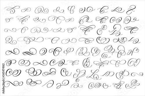 70 brush ink calligraphy swirls and flourishes set