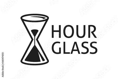Hourglass icon in blank and white color. Sandglass symbol isolated on white background. Abstract flat sign useful for web design, illustration of wait element