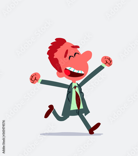 Businessman running euphoric in isolated vector illustration

