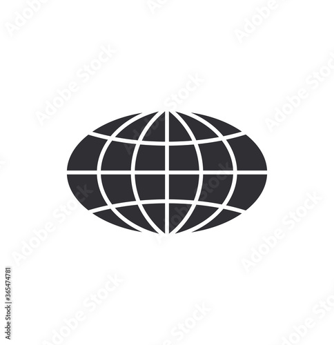 Globe Icon. World symbol. Oval globe. Icon world. Globe symbol. Earth sign. Globe stencil. Planet Earth.