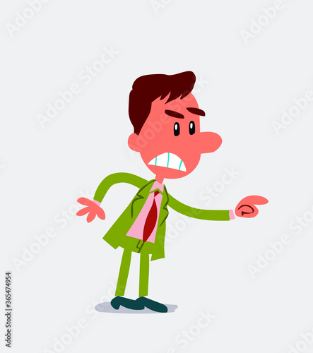 Businessman pointing something aggressively in isolated vector illustration
