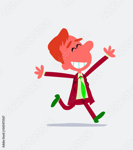 Businessman running euphoric in isolated vector illustration
