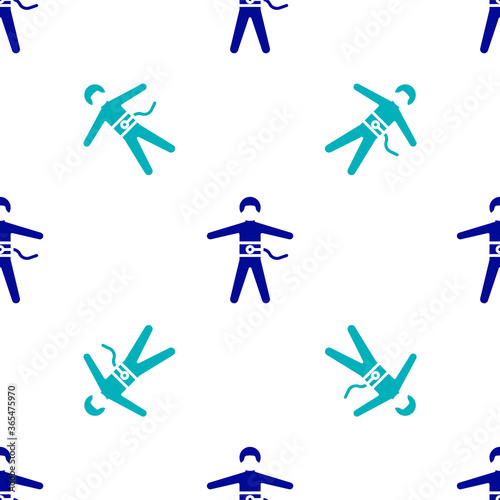 Blue Bungee jumping icon isolated seamless pattern on white background. Vector Illustration.