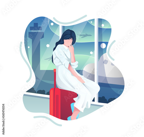 Girl who want traveling potrait illustration