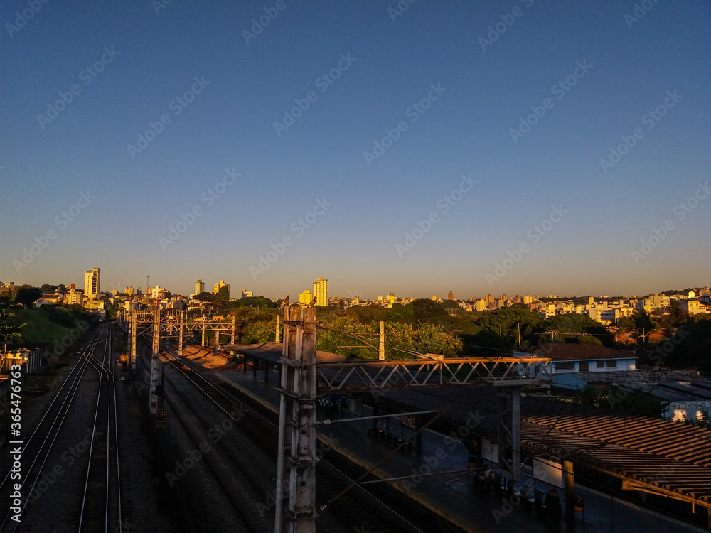 Railroad around the city with a beautiful sky on the deep. Railroad around the city with a beautiful sky on the deep.